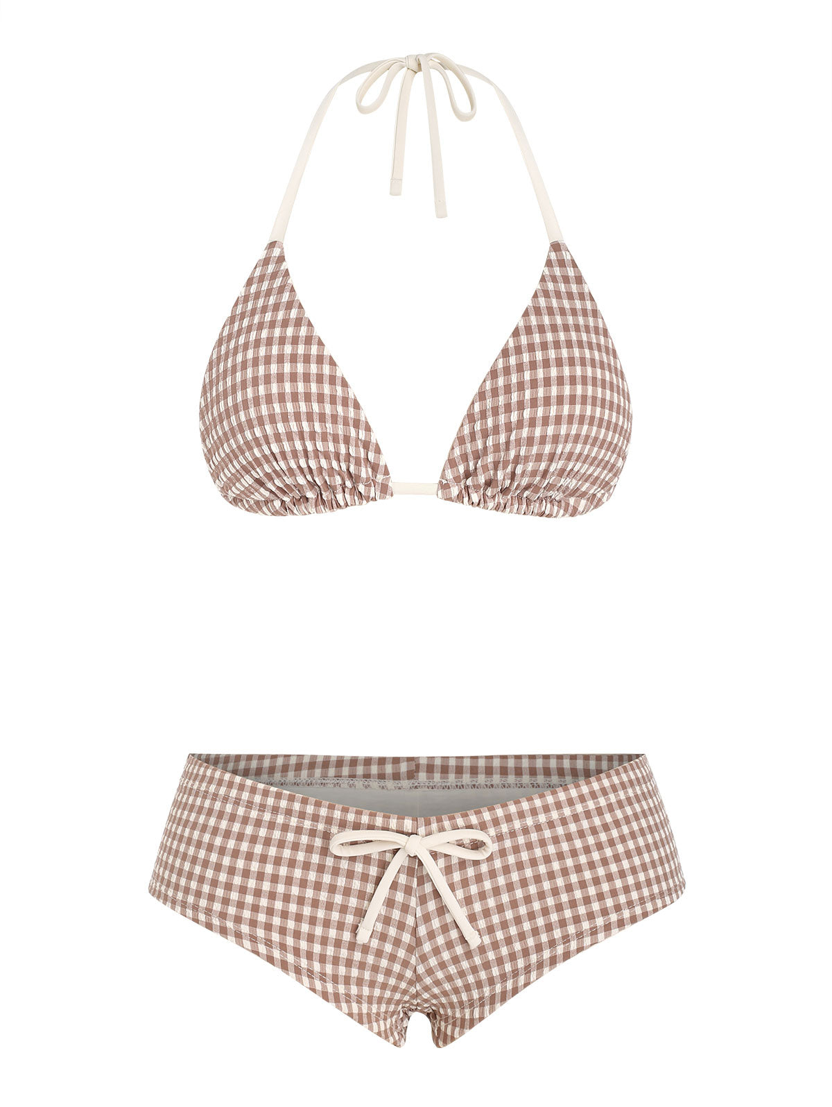 Seamolly Gingham Halter Triangle Boyshorts Bikini Set